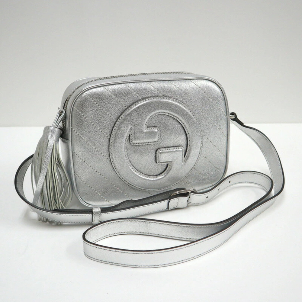 Gucci Blondie Shoulder Bag Silver Leather